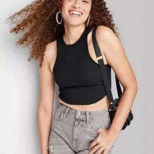 (A13) Wild Fable Black Sleeveless Crop‎ Top, Size Small, NWT